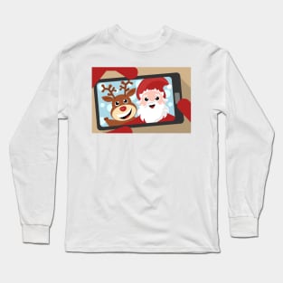 Santa Claus and reindeer selfie Long Sleeve T-Shirt